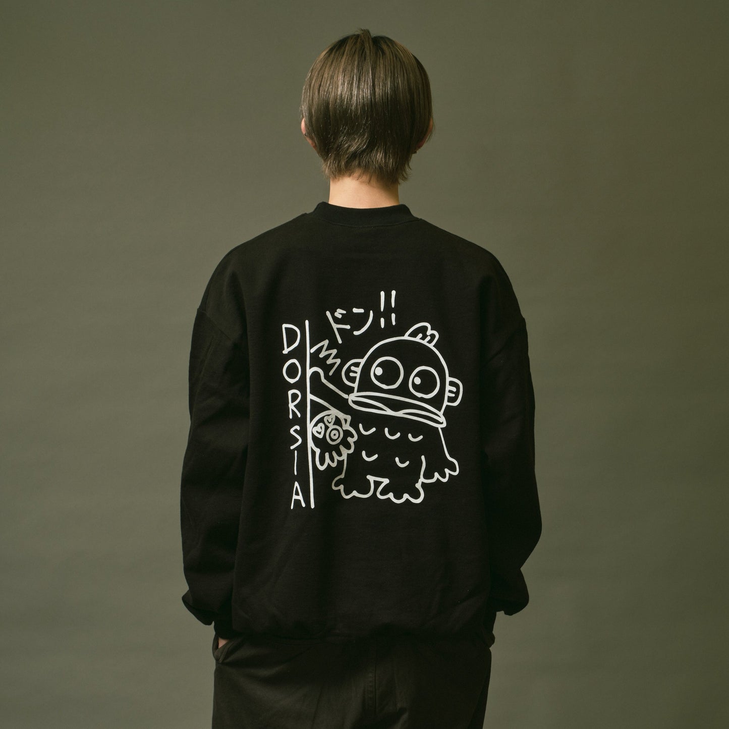 HANGYODON / KEN KAGAMI CREW　SWEAT（Black)